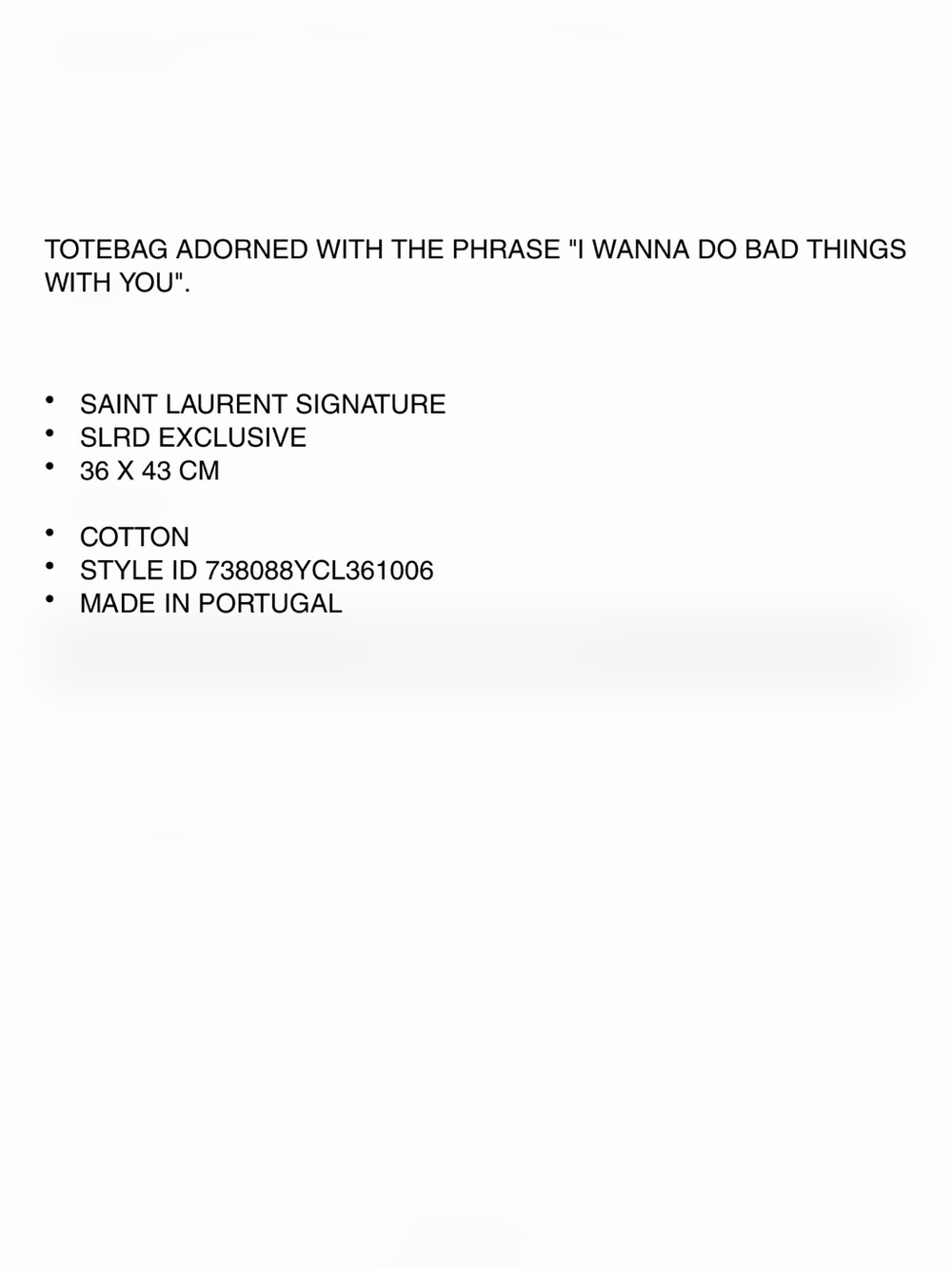 Saint Laurent Black Tote-I want to do bad things with you - Picture 11 of 11